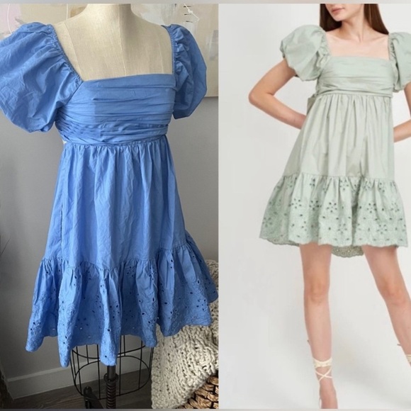 En Saison Dresses & Skirts - En Saison Juliette Mini Dress Sz L Blue Poplin NEW